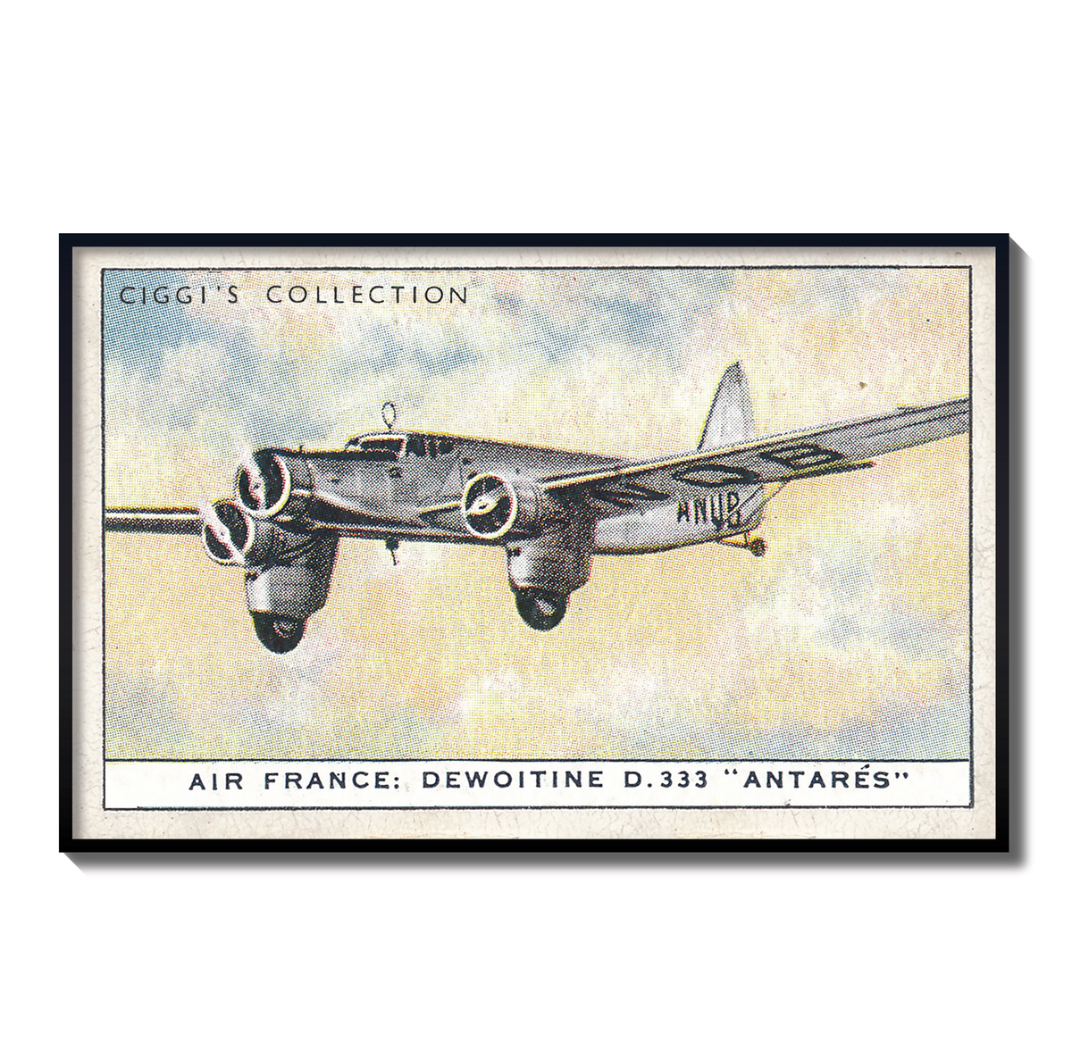 Vintage Air France Antares Plane Print | 1930's Cigarette Card