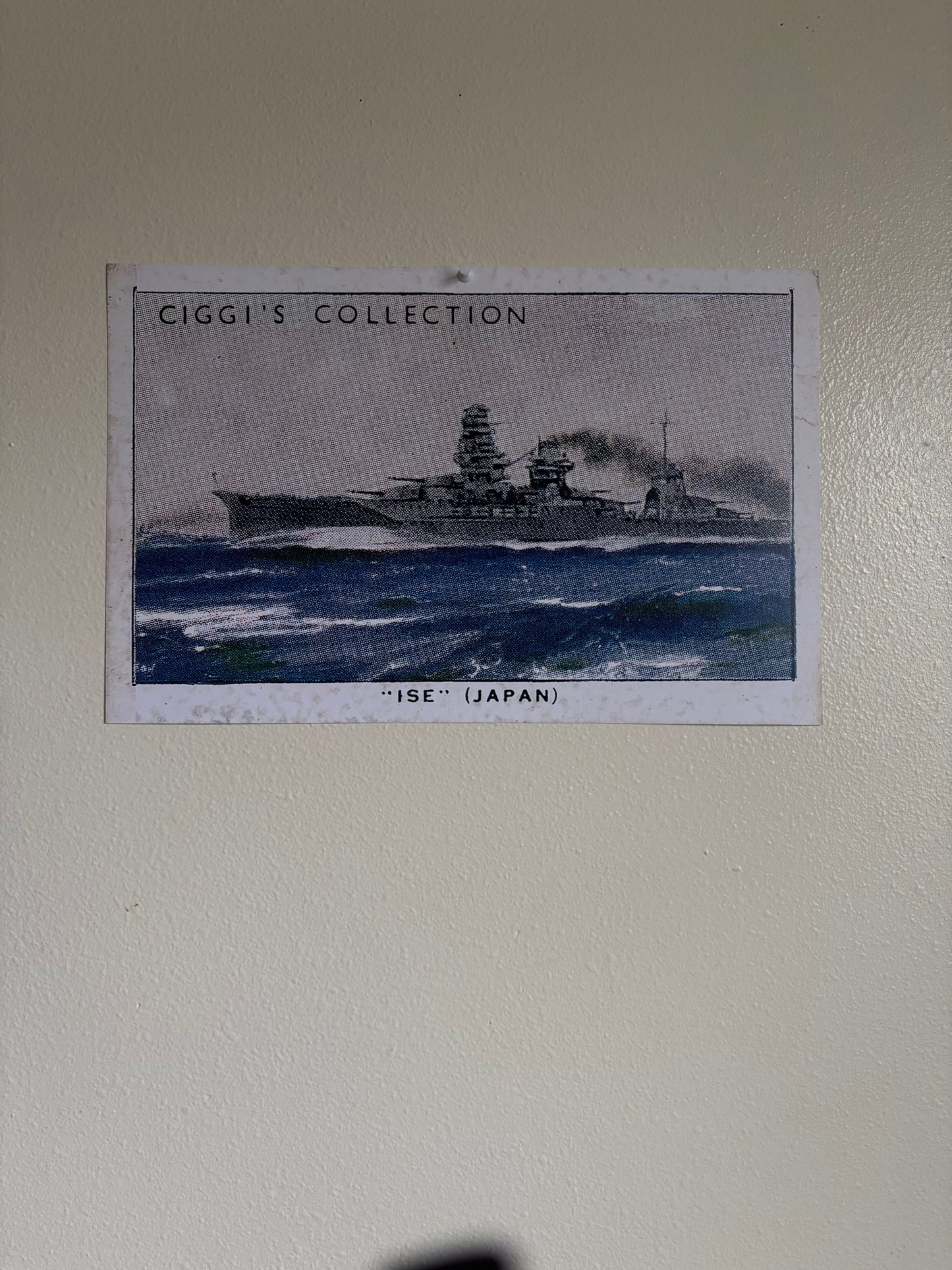 Vintage Ise Battleship Print | 1930s Cigarette Card Art
