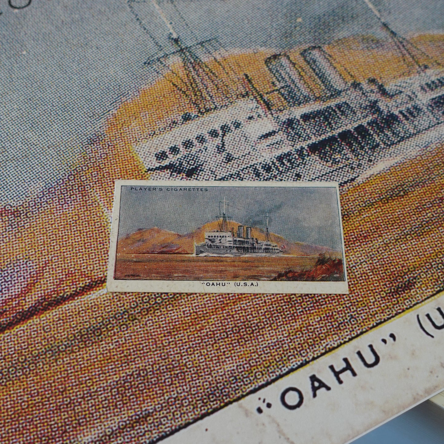 Vintage Oahu Battleship Print | 1930's Cigarette Card