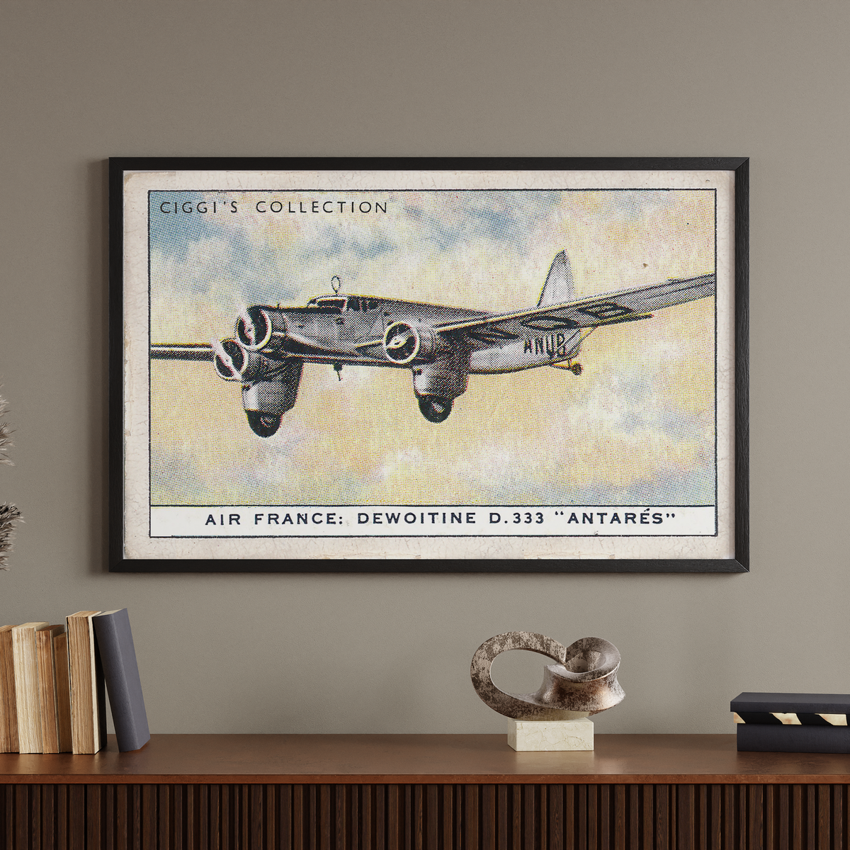 Vintage Air France Antares Plane Print | 1930's Cigarette Card