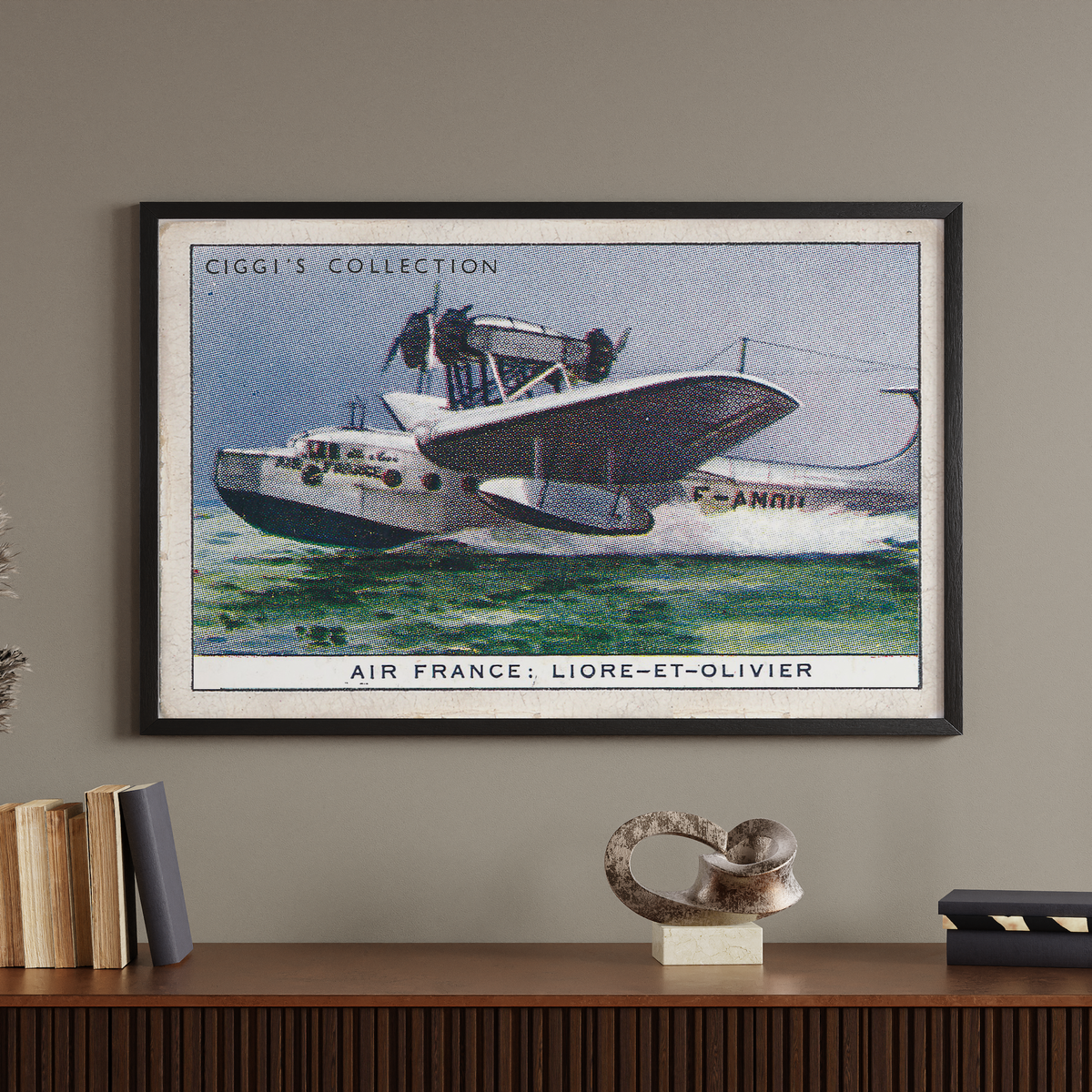 Vintage Air France Olivier Plane Print | 1930's Cigarette Card