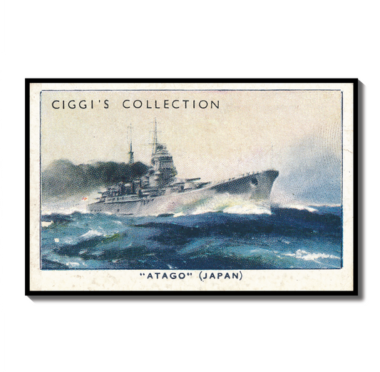 Vintage Atago Battleship Print | 1930's Cigarette Card