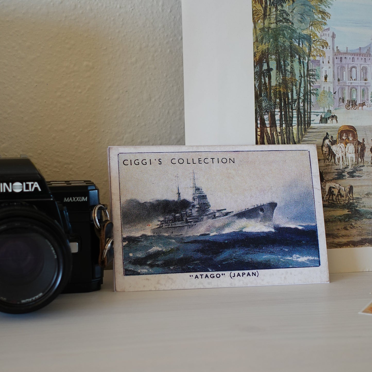 Vintage Atago Battleship Print | 1930's Cigarette Card