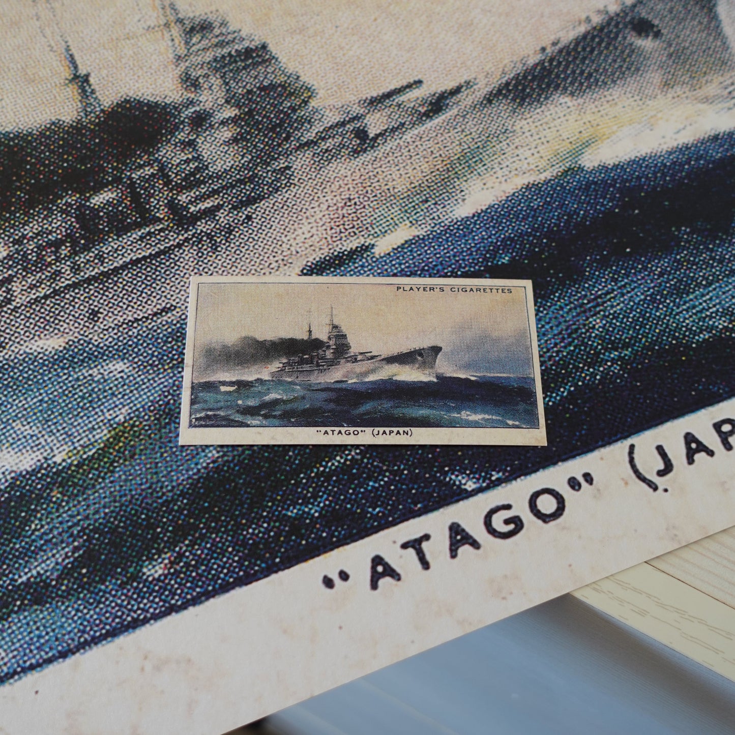 Vintage Atago Battleship Print | 1930's Cigarette Card
