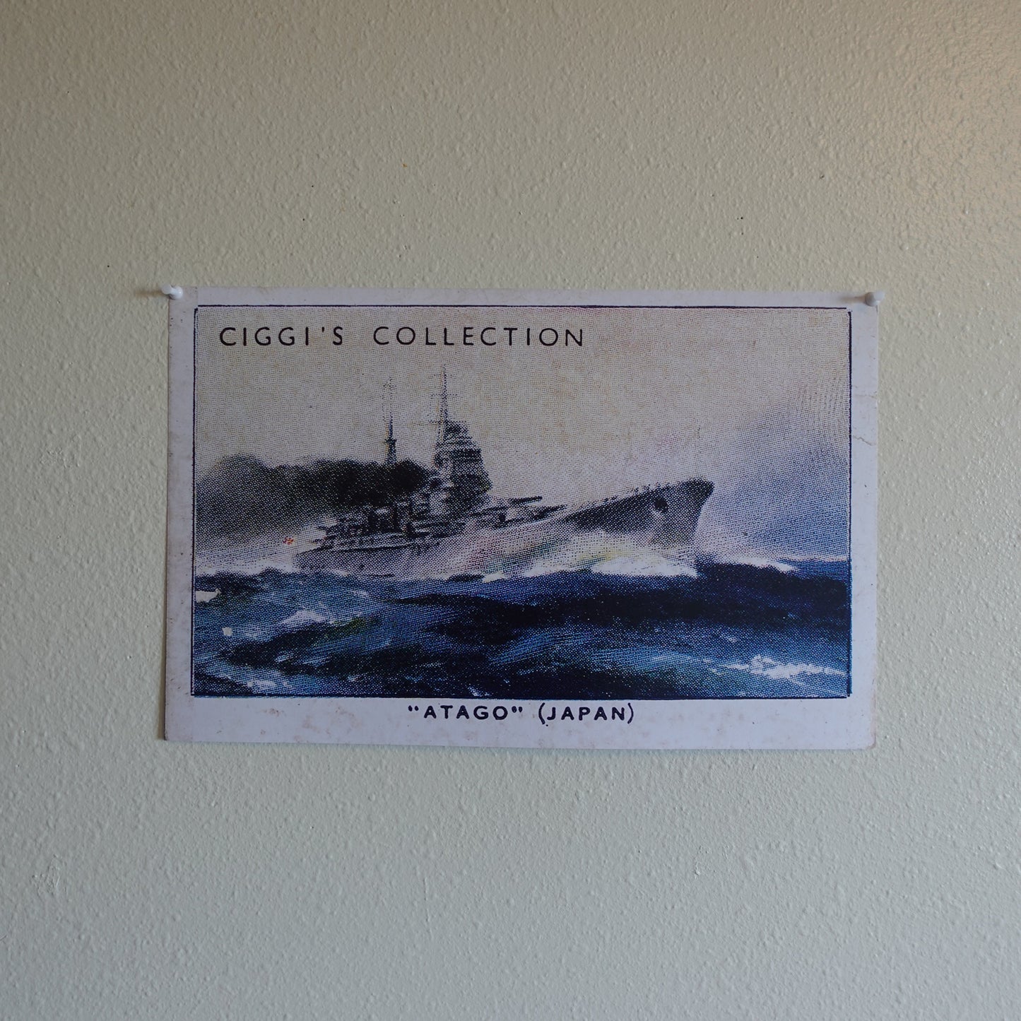 Vintage Atago Battleship Print | 1930's Cigarette Card
