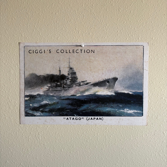 Vintage Atago Battleship Print | 1930's Cigarette Card