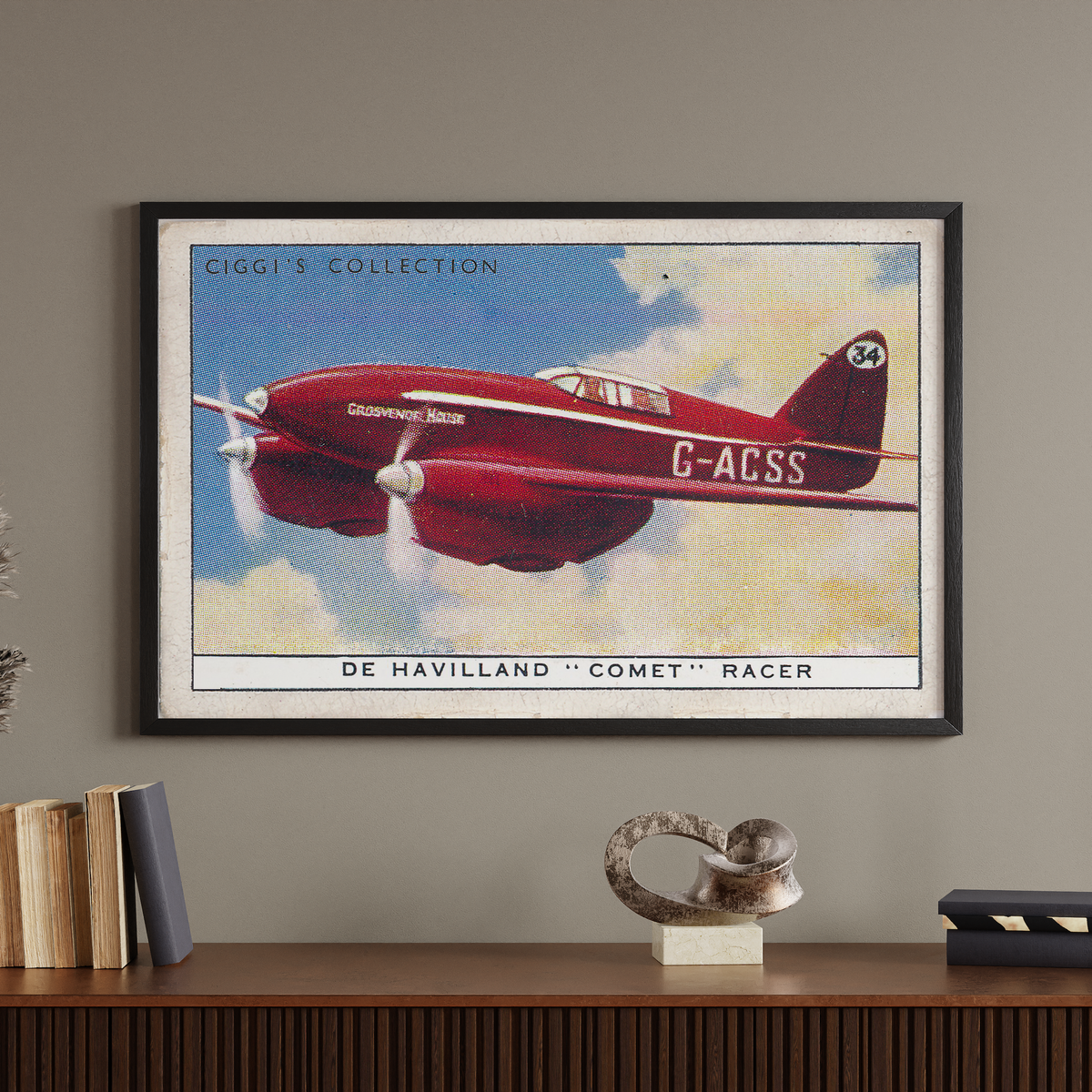 Vintage Comet Racer Plane Print | 1930's Cigarette Card