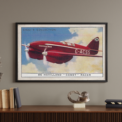 Vintage Comet Racer Plane Print | 1930's Cigarette Card