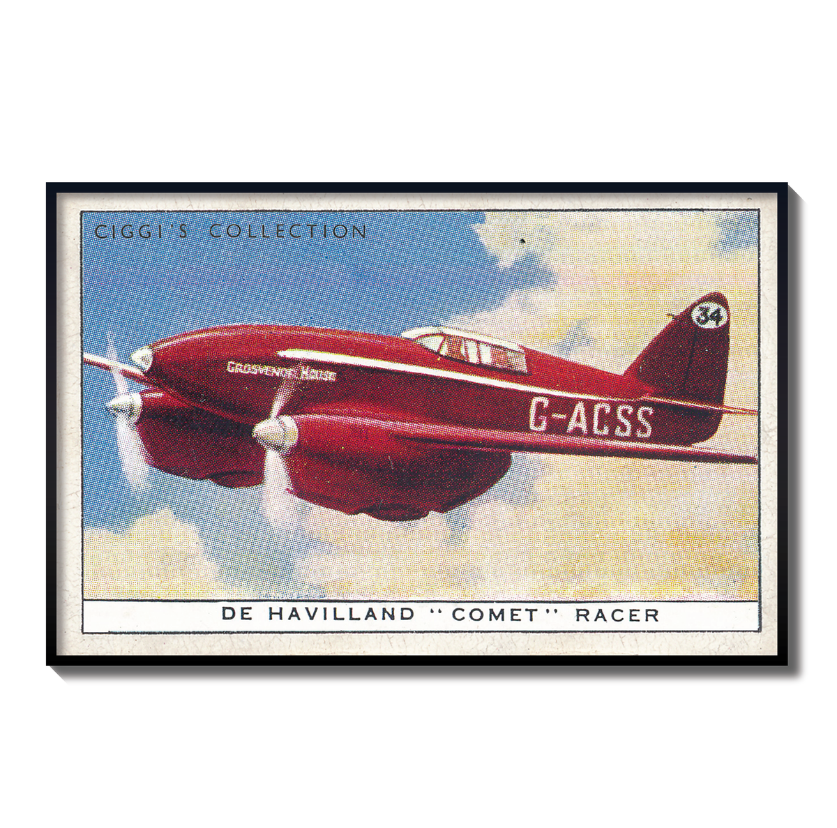 Vintage Comet Racer Plane Print | 1930's Cigarette Card