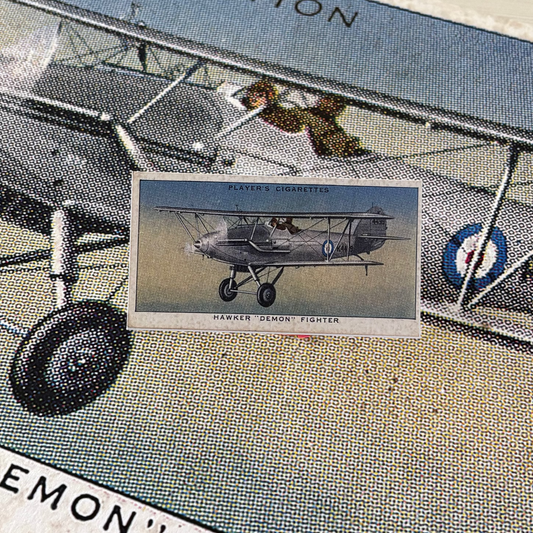 Vintage Demon Fighter Plane Print | 1930s Cigarette Card Art