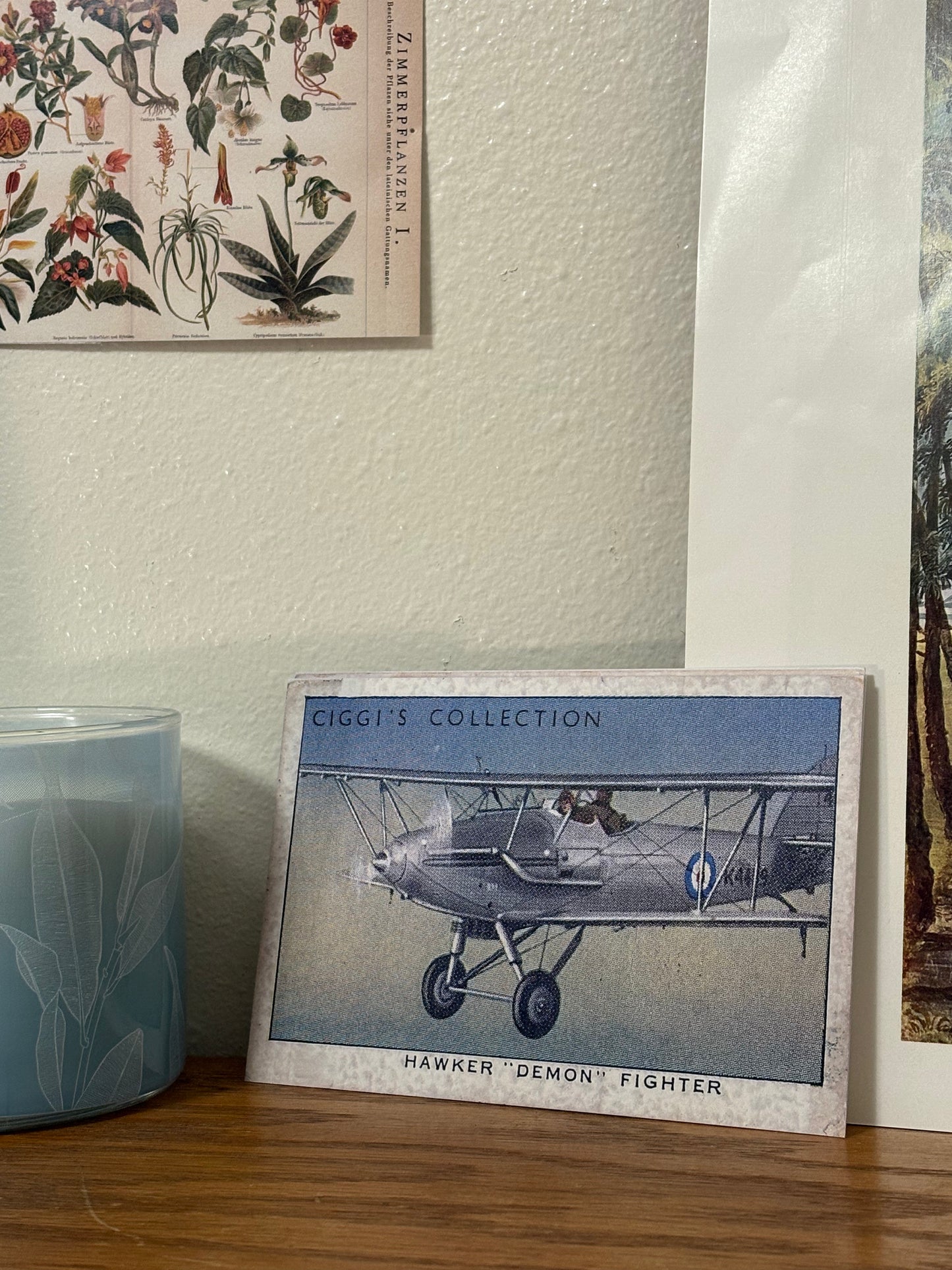 Vintage Demon Fighter Plane Print | 1930s Cigarette Card Art