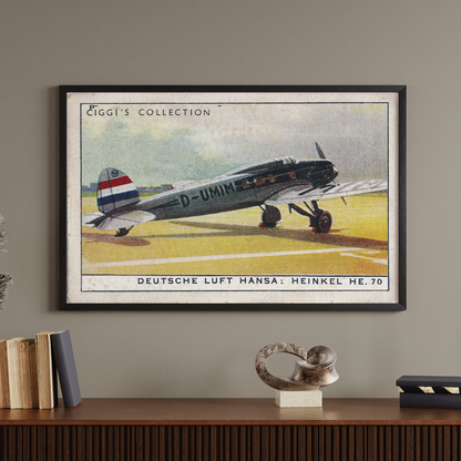 Vintage Deutsche Heinkel Plane Print | 1930's Cigarette Card