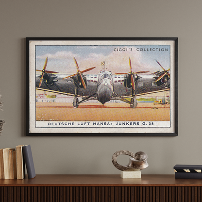 Vintage Deutsche Junkers Plane Print | 1930's Cigarette Card