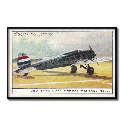 Vintage Deutsche Heinkel Plane Print | 1930's Cigarette Card