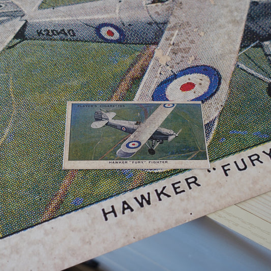 Vintage "Fury" Fighter Plane Print | 1930's Cigarette Card