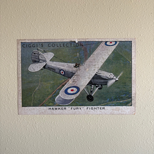 Vintage "Fury" Fighter Plane Print | 1930's Cigarette Card