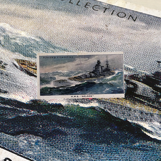 Vintage HMS Nelson Battleship Print | 1930s Cigarette Card Art