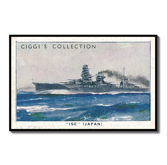 Vintage Ise Battleship Print | 1930s Cigarette Card Art