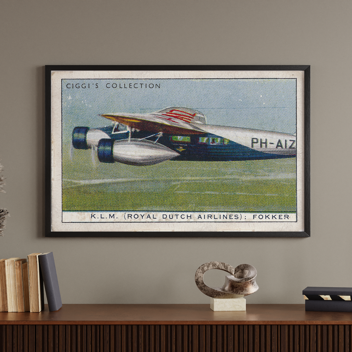 Vintage KLM Fokker Plane Print | 1930's Cigarette Card