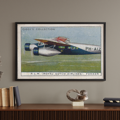 Vintage KLM Fokker Plane Print | 1930's Cigarette Card