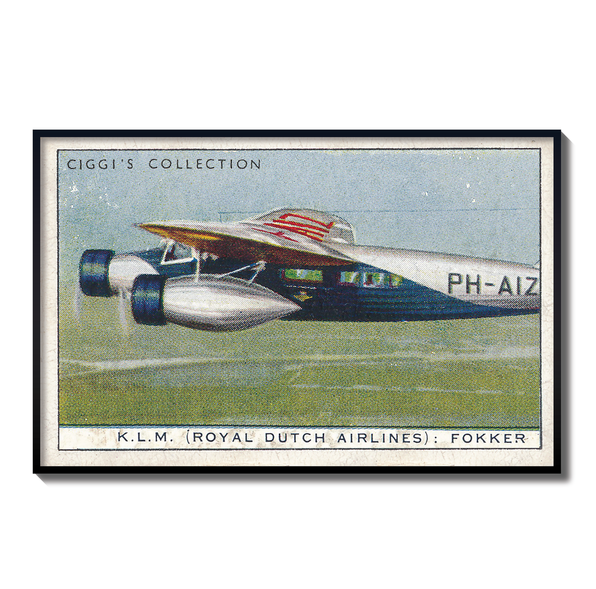 Vintage KLM Fokker Plane Print | 1930's Cigarette Card