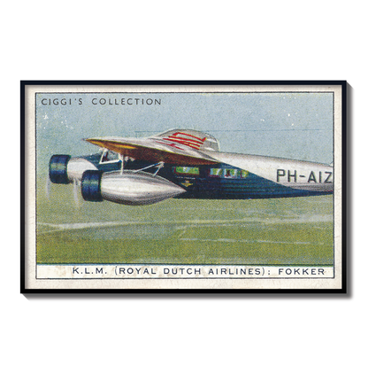 Vintage KLM Fokker Plane Print | 1930's Cigarette Card