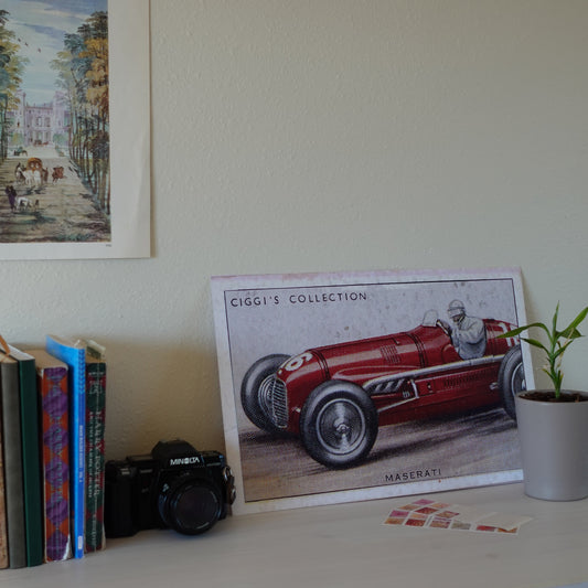 Vintage Maserati Car Print | 1930's Cigarette Card