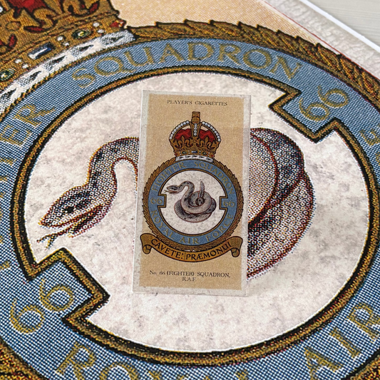 Vintage No. 66 Fighter Squadron Badge | 1930s Cigarette Card Art