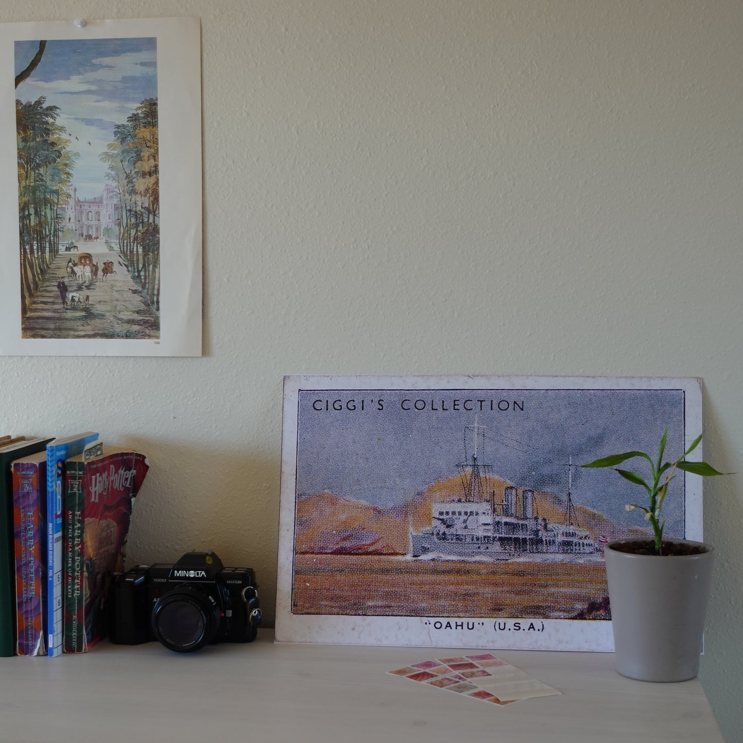 Vintage Oahu Battleship Print | 1930's Cigarette Card