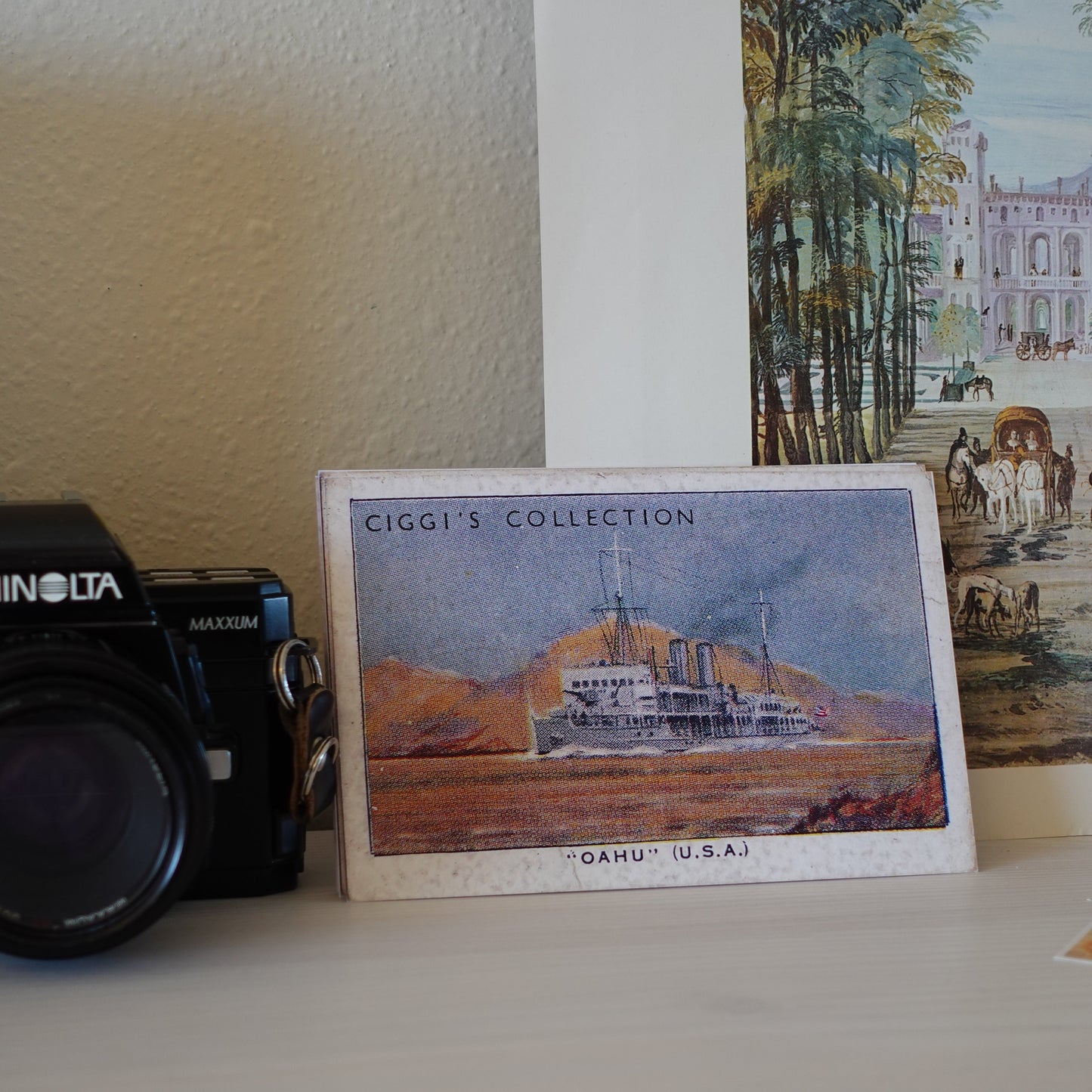 Vintage Oahu Battleship Print | 1930's Cigarette Card