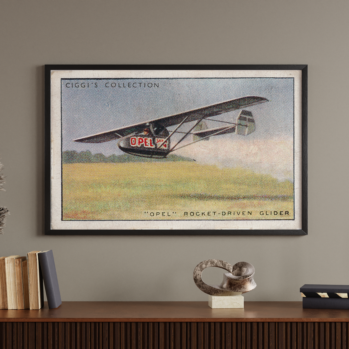 Vintage Opel Glider Plane Print | 1930's Cigarette Card