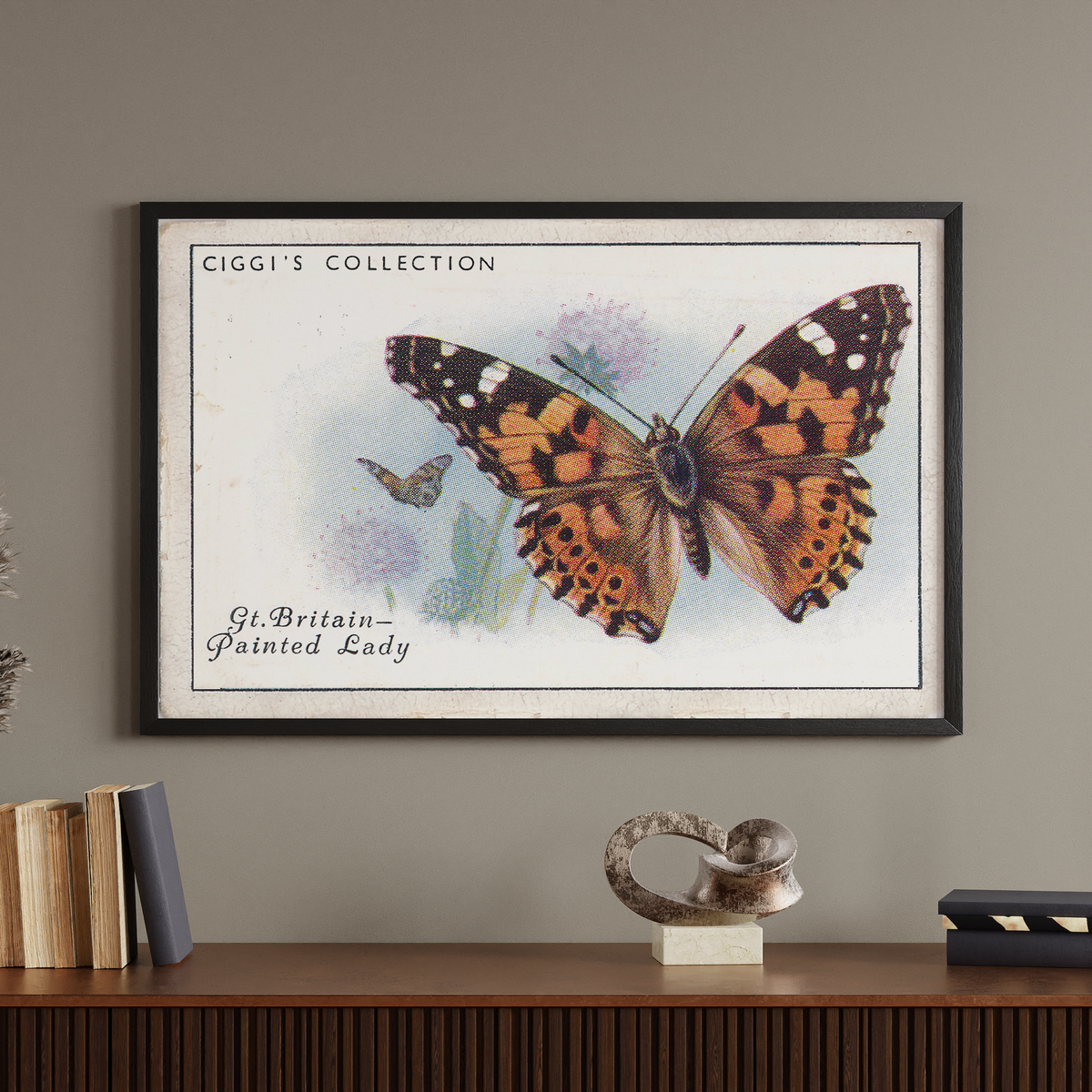 Vintage Painted Lady Butterfly Print | 1930s Cigarette Card Art
