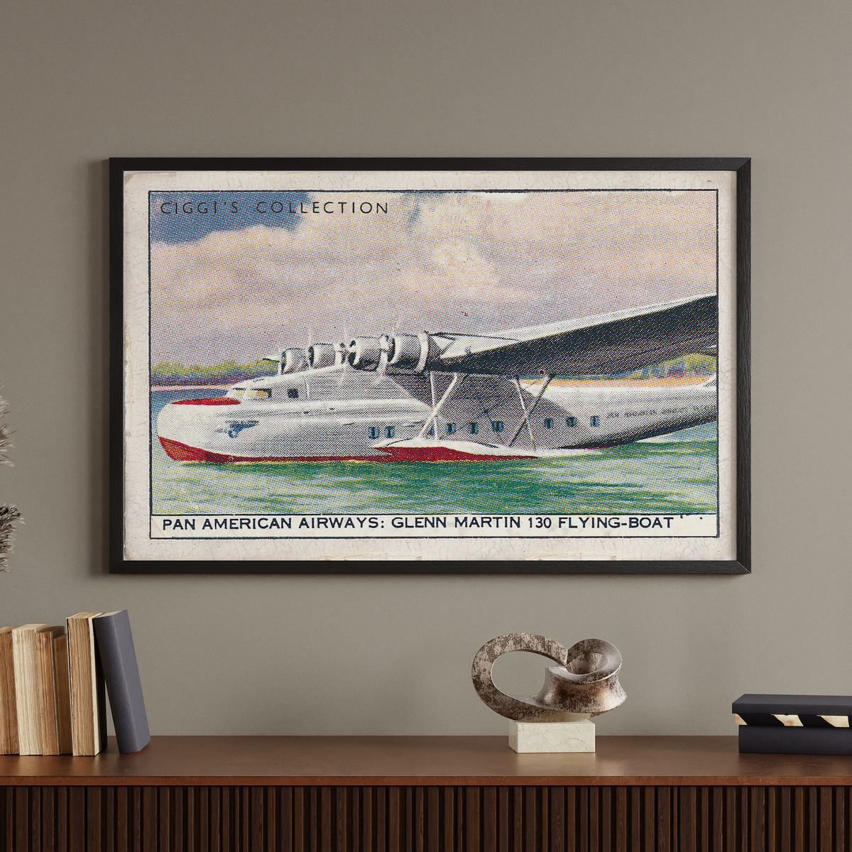Vintage Pan Am Airlines Plane Print | 1930's Cigarette Card