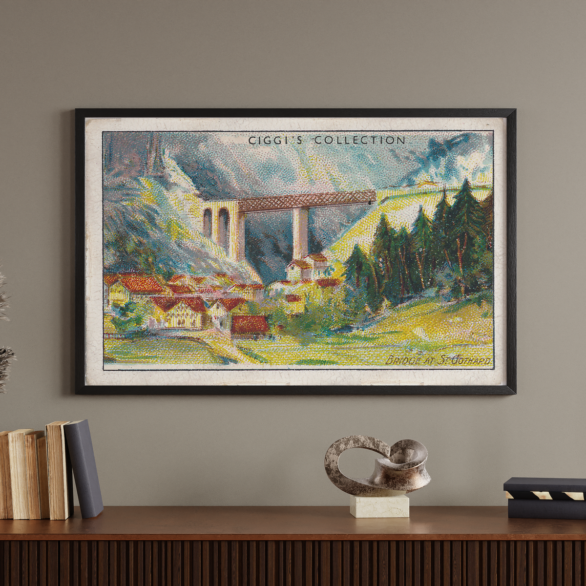 Vintage St Gothard Bridge Print | 1930's Cigarette Card