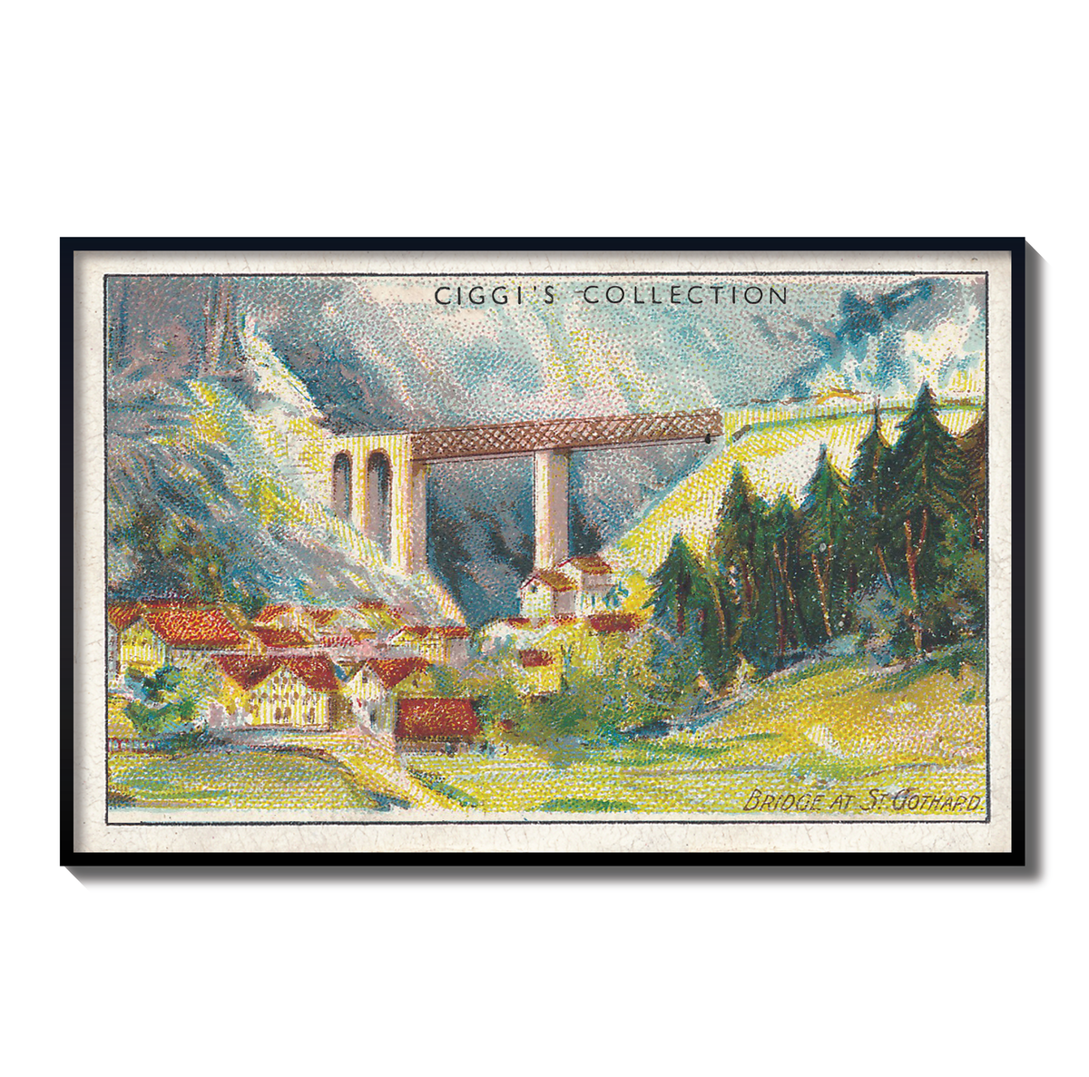 Vintage St Gothard Bridge Print | 1930's Cigarette Card