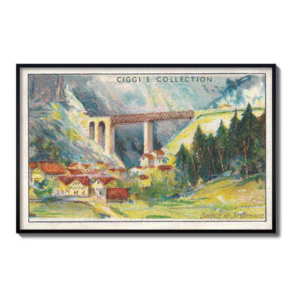 Vintage St Gothard Bridge Print | 1930's Cigarette Card