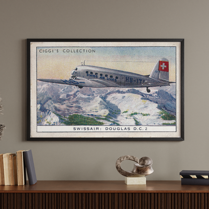 Vintage Swissair Douglas Plane Print | 1930's Cigarette Card