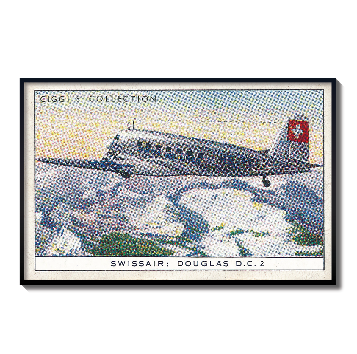 Vintage Swissair Douglas Plane Print | 1930's Cigarette Card
