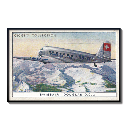 Vintage Swissair Douglas Plane Print | 1930's Cigarette Card