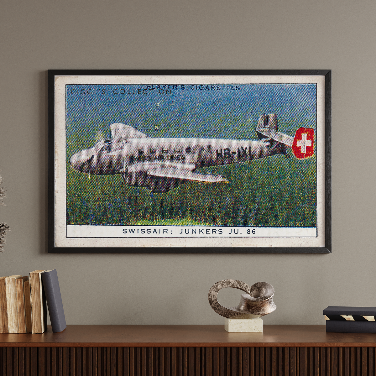 Vintage Swissair Junkers Plane Print | 1930's Cigarette Card