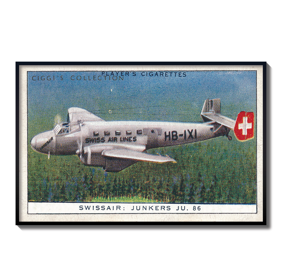 Vintage Swissair Junkers Plane Print | 1930's Cigarette Card
