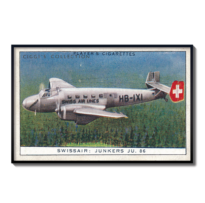 Vintage Swissair Junkers Plane Print | 1930's Cigarette Card